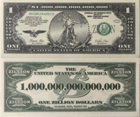 100 TOTAL - Zillion Dollar Funny Money Bills Party Novelty Fake Casino Poker