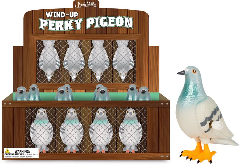 Wind-Up Perky Walking Pigeon - Classic Toy Bird Figure Novelty - Archie McPhee