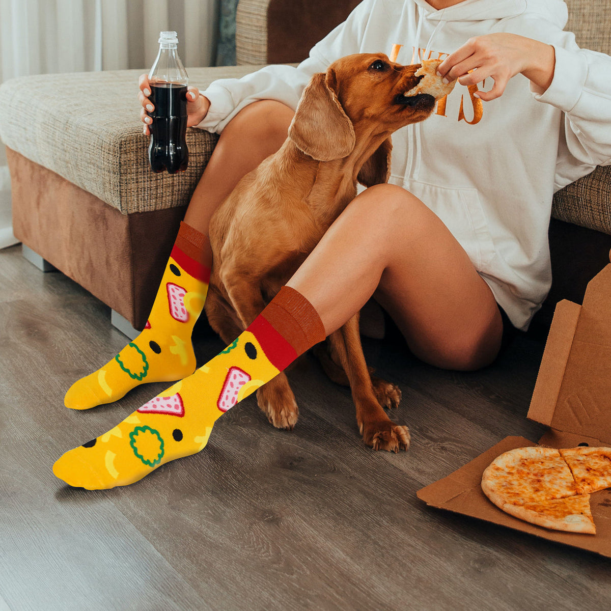 PIZZA SOCKS - Soft Stretchy & Eye Popping Colors - Pizzaholic Fans - Gag Gift