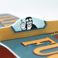 A close-up of a cartoon pilot on a funny foam airplane, smiling and making an obscene gesture. The ✈️🤣 FLYING FU%K – The Mini Plane Glider That Says It All! 🙌😂 is the ultimate adult gag gift for aviation humor fans.