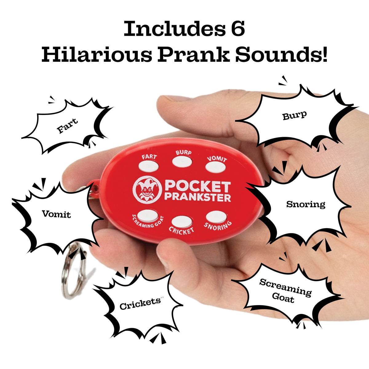 💨 Fa6-Sound | Burp 🤮 Vomit 🐐 Goat 🦗Crickets 😴 Snoring | Prank Sound Machine - Gag Gift Keychain Toy
