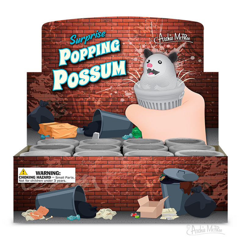 Surprise Popping Possum in Trash Can - Squeeze it, SURPRISE! - Archie McPhee