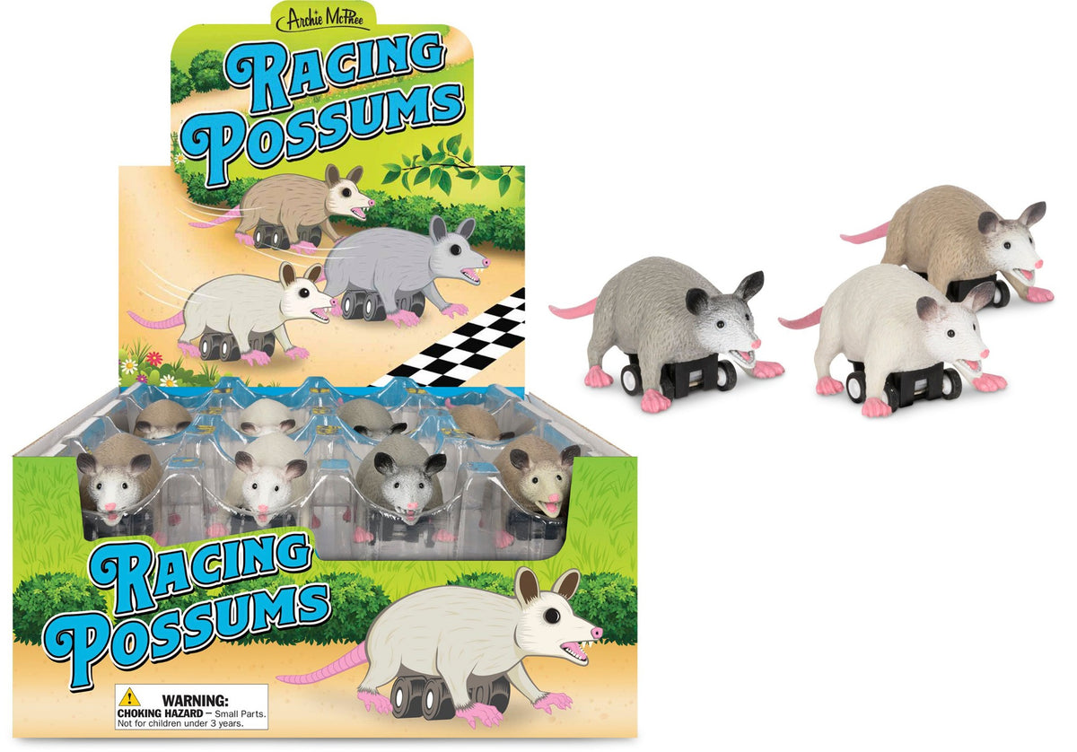 Racing Possums (set of 3) Funny Pull Back Rodent Race Toys - Archie McPhee