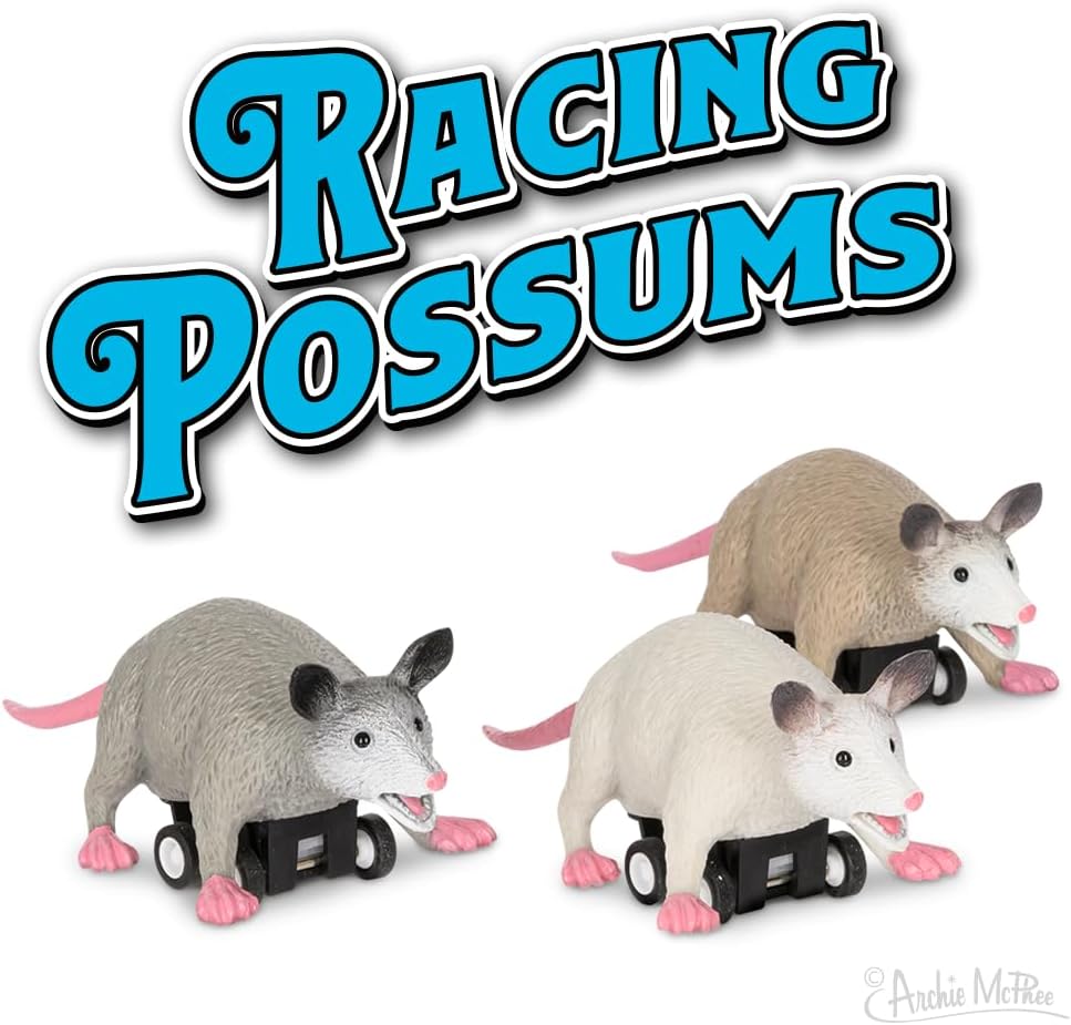 Racing Possums (set of 3) Funny Pull Back Rodent Race Toys - Archie McPhee