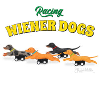 🐶 Racing Wiener Dogs Set of 4 🌭💨 Pull Back Hot Dog Racers Funny Gag Play Toys