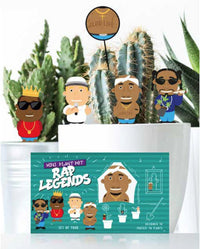 4-pk Mini Rap Legends Planter Figurines  "Slug Life"  Plant Pot Marker Decorations