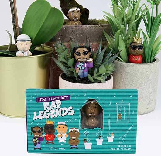 plant pot figurines 4-pk Mini Rap Legends "Slug Life" Planter Figurines – Giggle Novelties