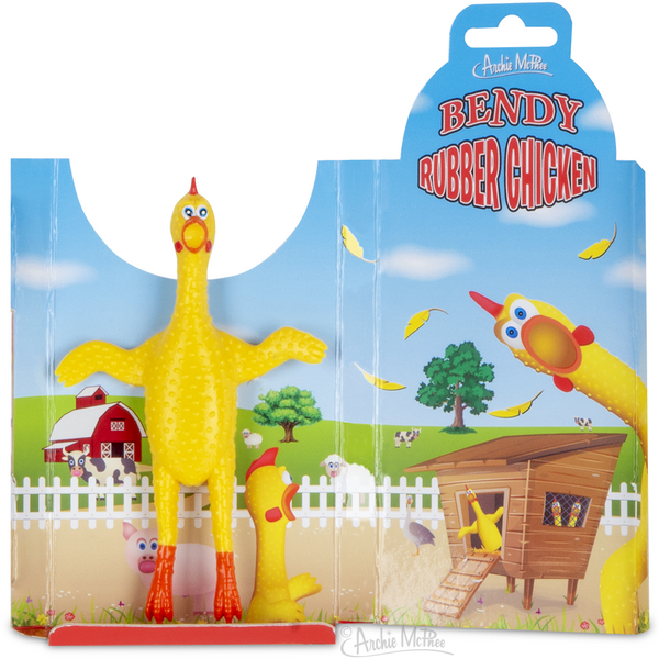 BENDY RUBBER CHICKEN - Classic Fun Gag Joke Bendable Toy - Archie McPhee