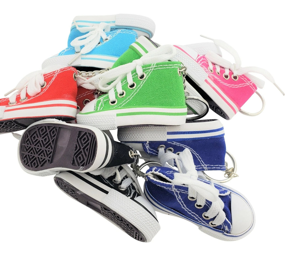 12 Piece - Sneaker Canvas Shoe Tennis Basketball Keychain Party Prize Favors Toy
