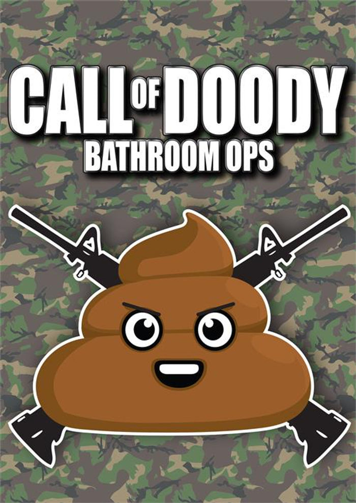 Metal Tin Sign "CALL of DOODY Bathroom Ops" Funny Potty Wall Decor #F-101