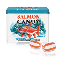 🐟🤢 Salmon Candy in Tinned Fish Can Funny Gag Gift Novelty Prank Joke Stocking - Archie McPhee
