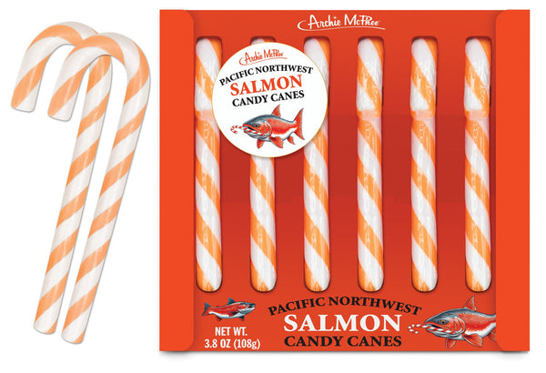 🐟🎄 6-Pack Pacific Northwest Salmon Candy Canes – Funny Holiday Gag Gift | Archie McPhee