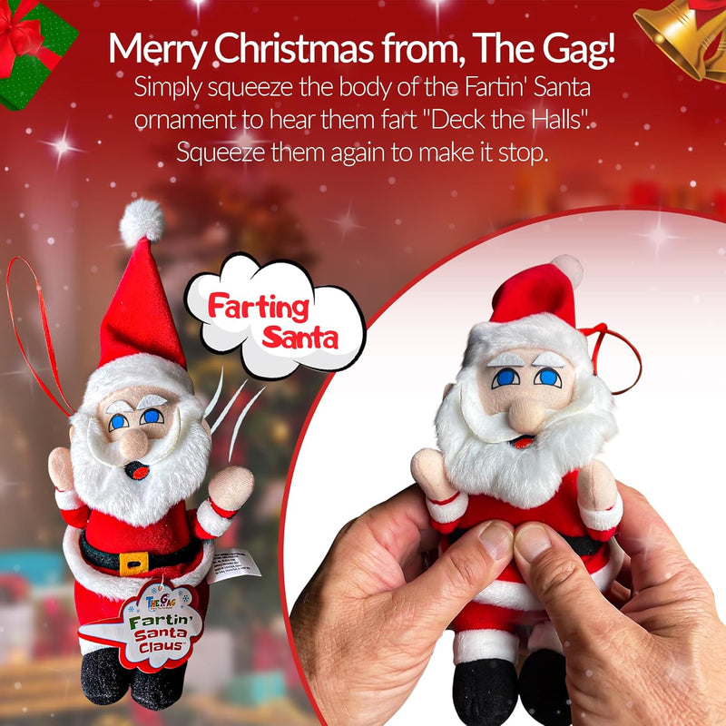 Farting Santa Claus Christmas Ornament – Hilarious Fart Gag - Stocking Stuffer