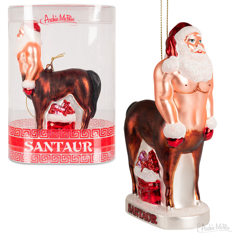 Santaur Ornament - Santa Claus Horse Christmas Hand-Blown Glass ® Archie McPhee