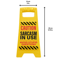 Caution Desk Sign – Sarcasm in Use ⚠️ Stupid Questions Funny Office Gag Gift 🎁
