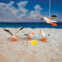 5pc Itty Bitty 🕊️  Flock of Seagulls Toy Set of Birds + Fries 🍟 Archie McPhee