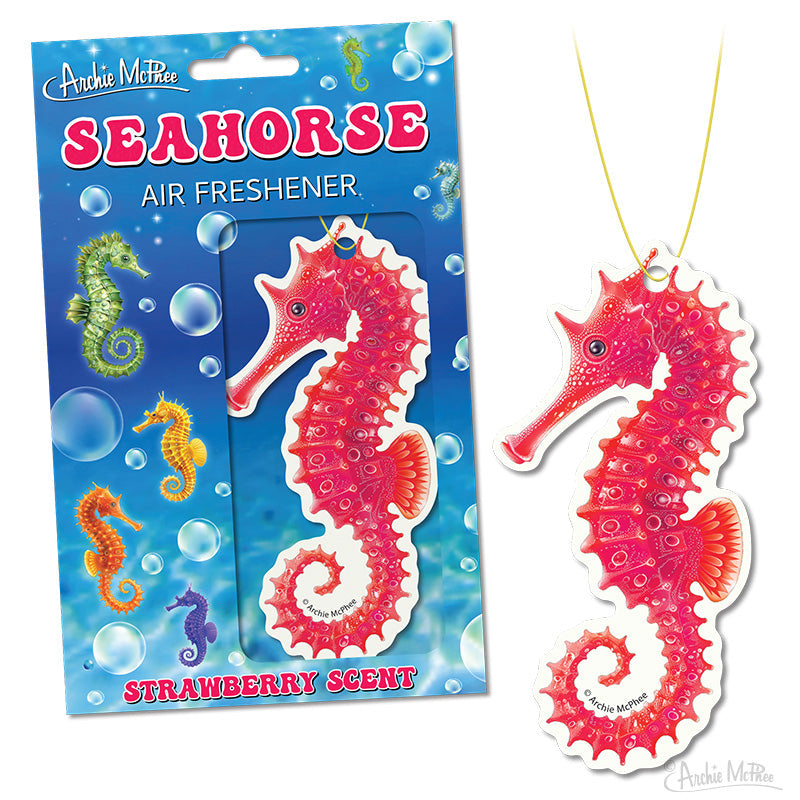 SEAHORSE Cute Car Home Air Freshner - (Strawberry Scent) - Archie McPhee