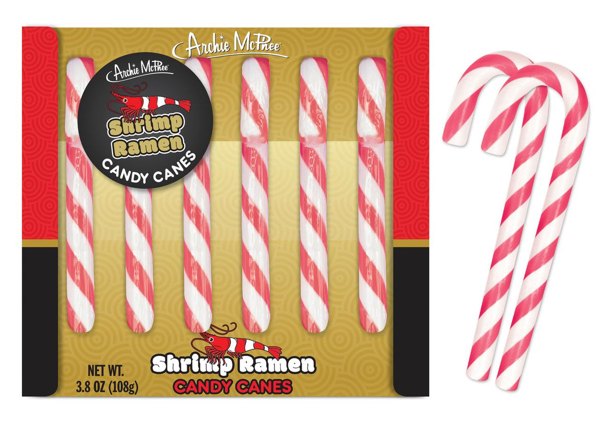 🍤 Shrimp Ramen Candy Canes 6 Pack Funny Christmas Gag Prank Novelty Gift - Archie McPhee