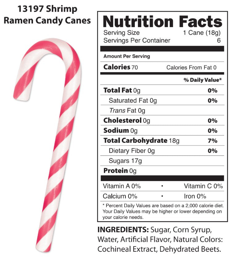 🍤 Shrimp Ramen Candy Canes 6 Pack Funny Christmas Gag Prank Novelty Gift - Archie McPhee