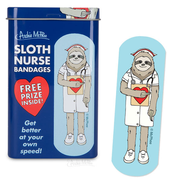 Sloth Nurse Bandages in Cute Collectible Tin - Band-Aids  Archie McPhee