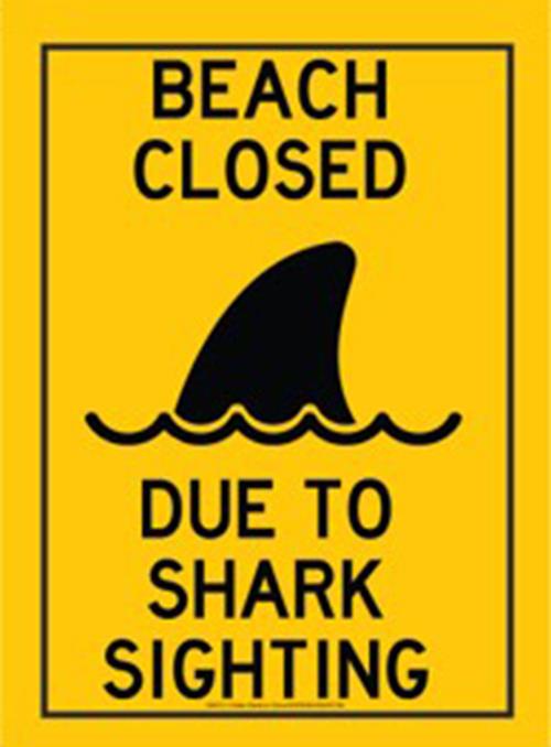 Introducing the Metal Tin Sign "Beach Closed: Due to Shark Sighting" Beach Jaws Decor #B-101. This amusing sign, featuring an image of a shark fin in the water, offers easy installation and is ideal for anyone looking to add a touch of quirky seaside charm to their decor.