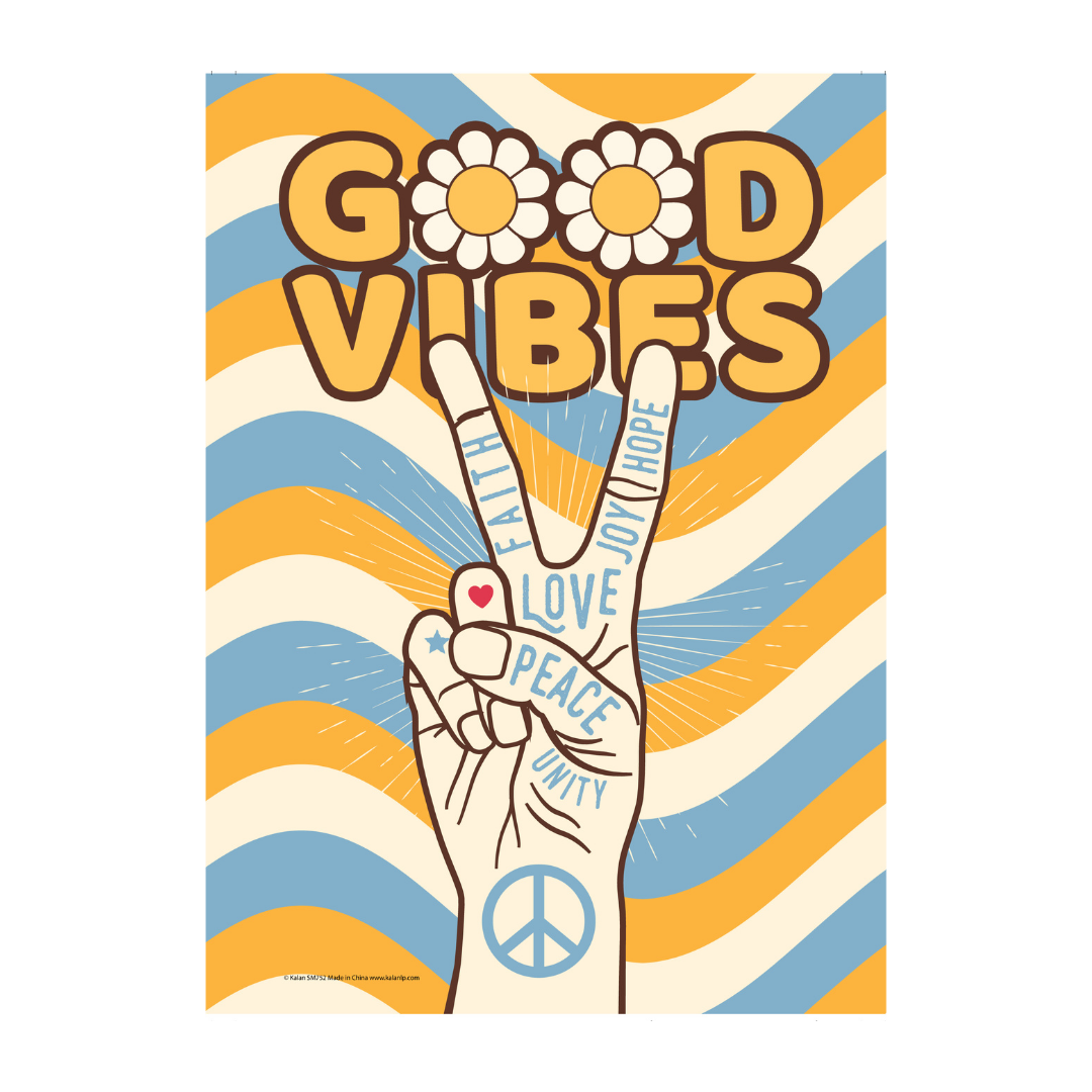 Metal Tin Sign "GOOD VIBES"  Joy Love Peace Faith Peace Unity Wall Decor #C-101