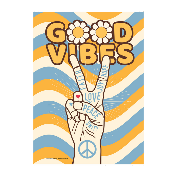 Metal Tin Sign "GOOD VIBES"  Joy Love Peace Faith Peace Unity Wall Decor #C-101