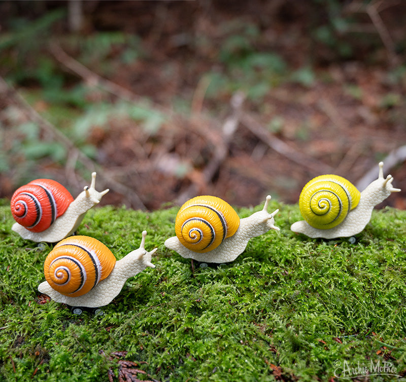 Racing Snails (set of 4)  "Pull Back Race Toys!"   Archie McPhee