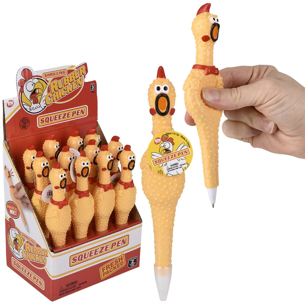 Case of 12 – 7" Rubber Chicken Pens 🐔 🖊️ (Yes… This Is Real Life😂) Funny Gag