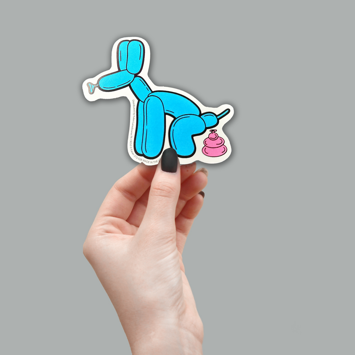 "Ballon Dog Pooping" Funny Sticker Die-Cut Decal Car Notebook Window - USA Made