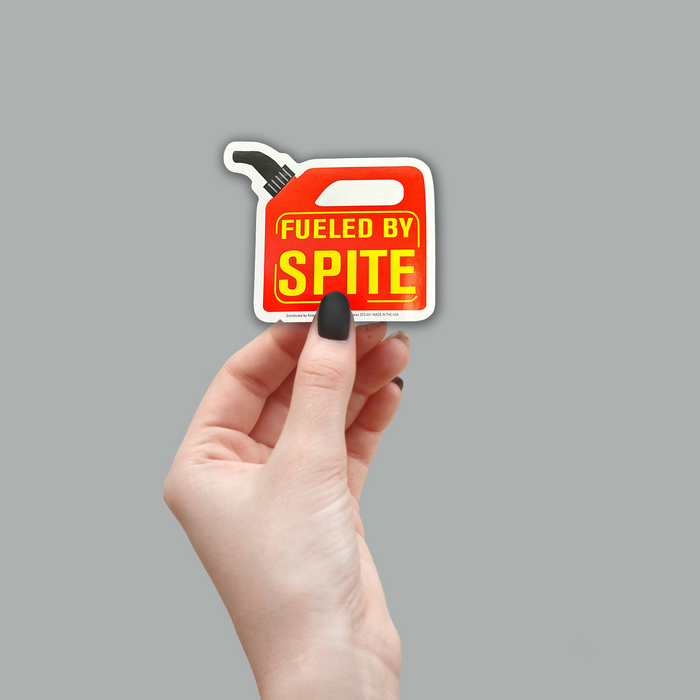 "Fueled By SPITE" Funny Sticker Die-Cut Car Window Notebook Decal - Made in USA