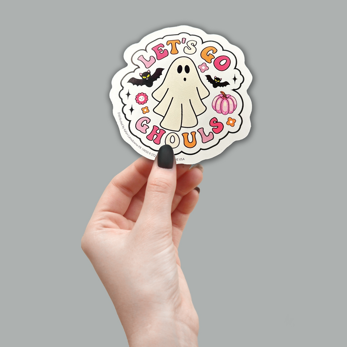 "Let's Go Ghouls" Halloween Ghost Sticker Die-Cut Car Window Decal - Made in USA