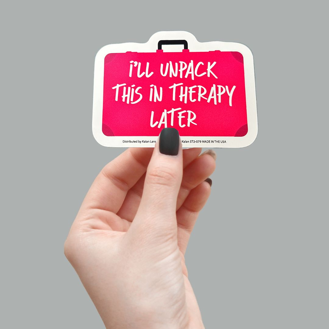 "I'll Unpack This Therapy Later" Funny Sticker Die-Cut Car Decal - Made in USA