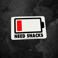 "NEED SNACKS" Funny Sticker Die-Cut Notebook Car Window Decal - Made in USA