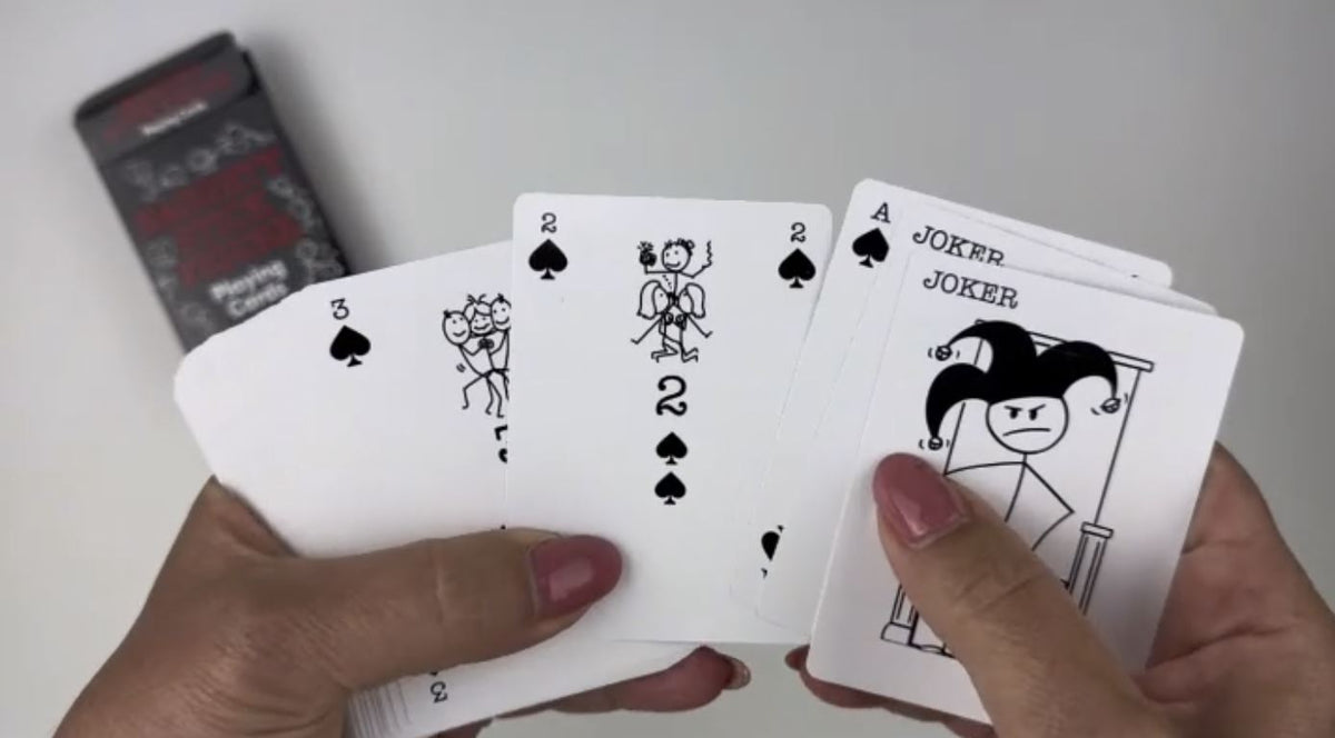 🔥 Naughty Stick Figure Playing Deck of Cards - Adult Funny Gag Gift Party Humor