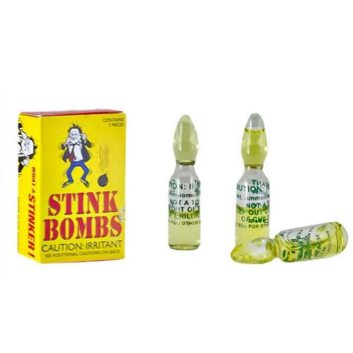 1 Box of 3 Glass Stink Bomb Vials - Gag Joke Prank Smelly Rotten Eggs Odor