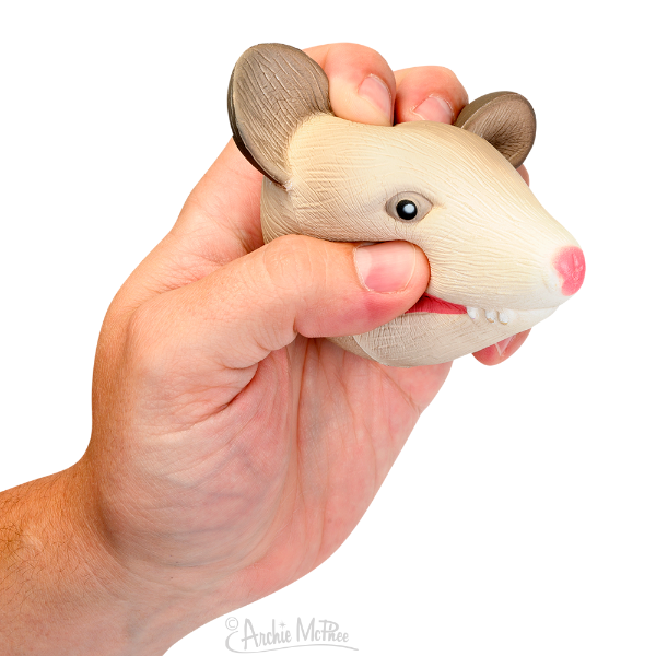 STRESS POSSUM - Squish Squeezable Squishy Cute Figure Fidget Toy - Archie McPhee