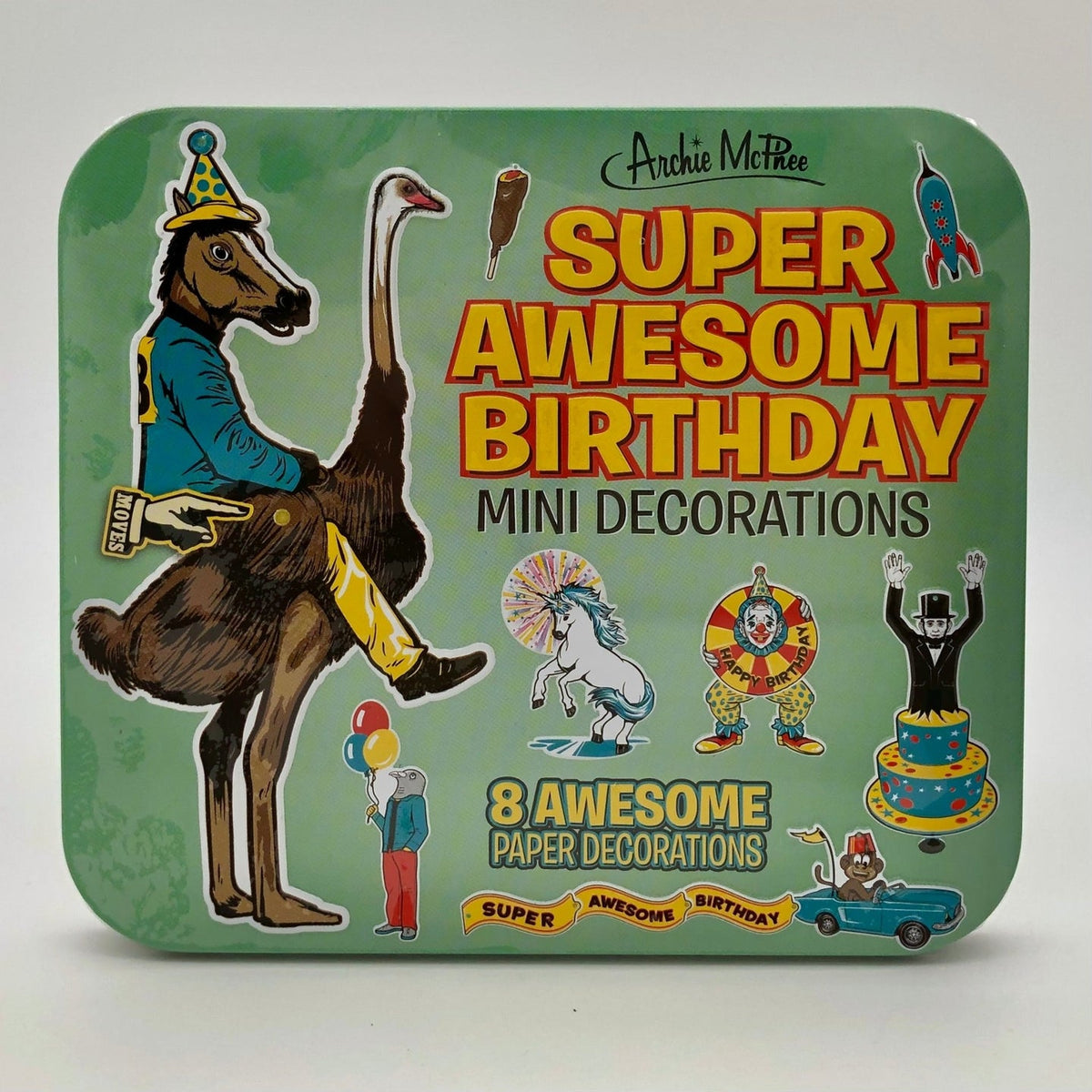 Super Awesome Birthday Mini Party Decorations in Cute Tin -  Archie McPhee