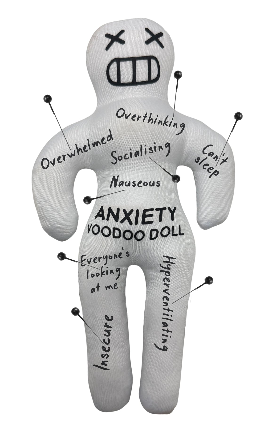 😈 Anxiety Voodoo Doll Set 😂 Stress Relief Gag Gift w/ Marker & Pins