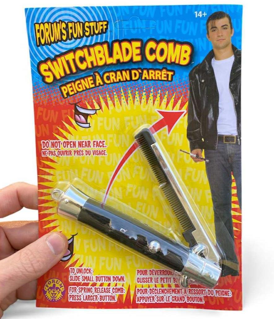 Push Button Pocket Comb – Fake Switchblade Style Folding Hair Comb