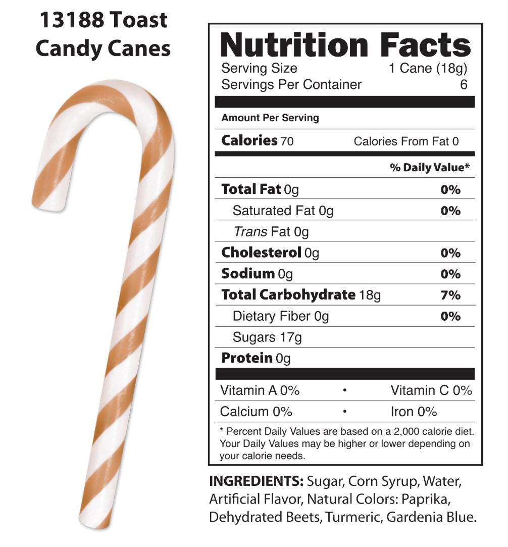 🍞🎄 Toast Candy Canes 6-Pack Weird Funny Novelty Christmas Gift - Archie McPhee