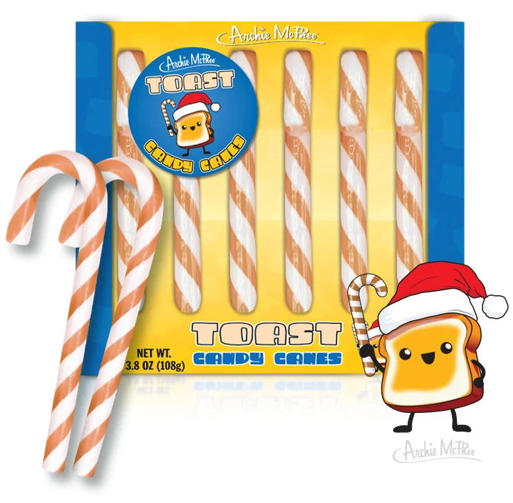 🍞🎄 Toast Candy Canes 6-Pack Weird Funny Novelty Christmas Gift - Archie McPhee