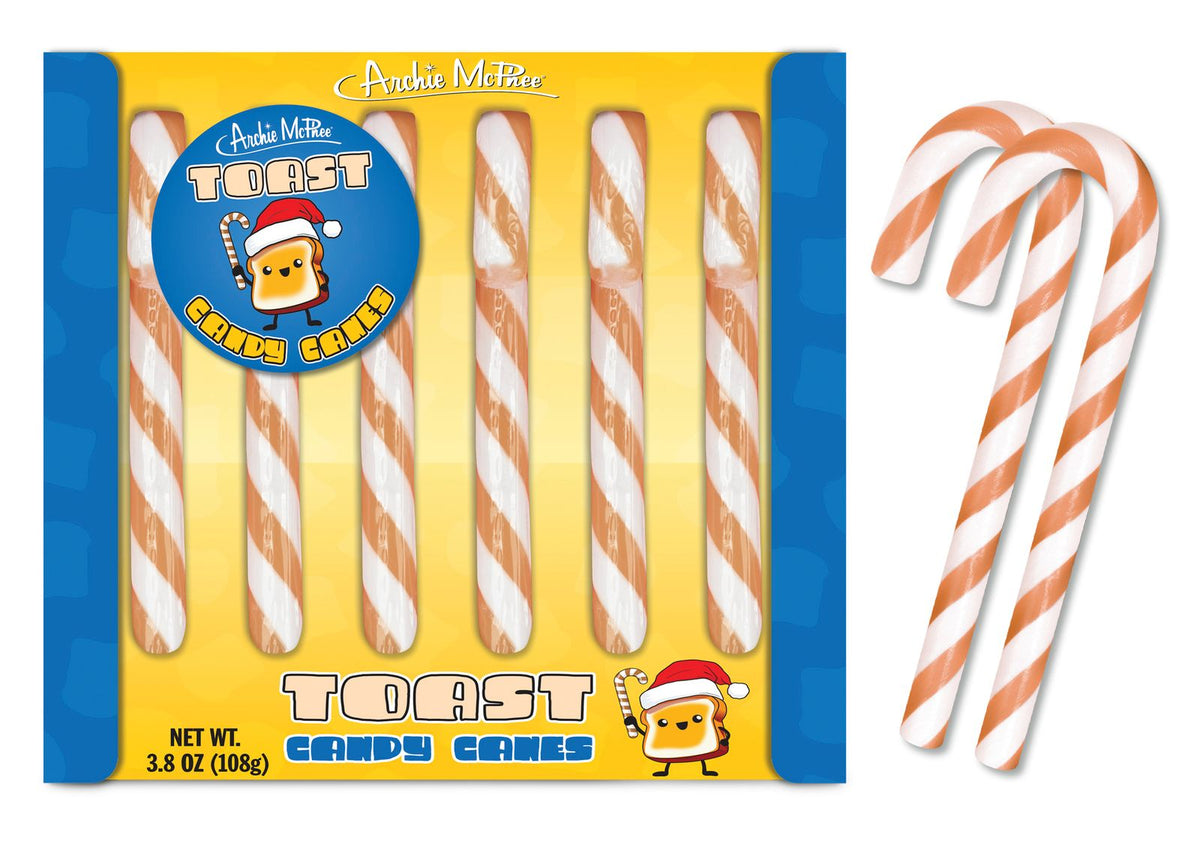 🍞🎄 Toast Candy Canes 6-Pack Weird Funny Novelty Christmas Gift - Archie McPhee