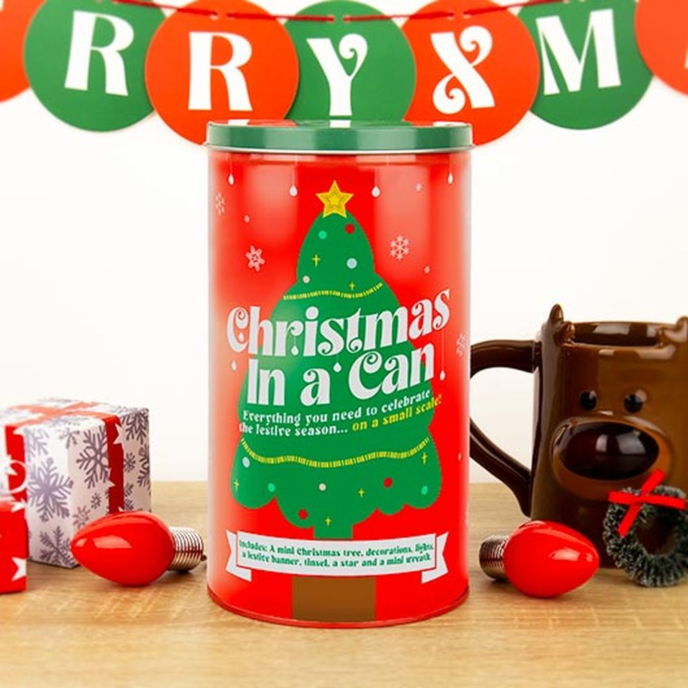 Christmas in a Tin Can - Mini Christmas Tree Decoration - Funny Party Gift