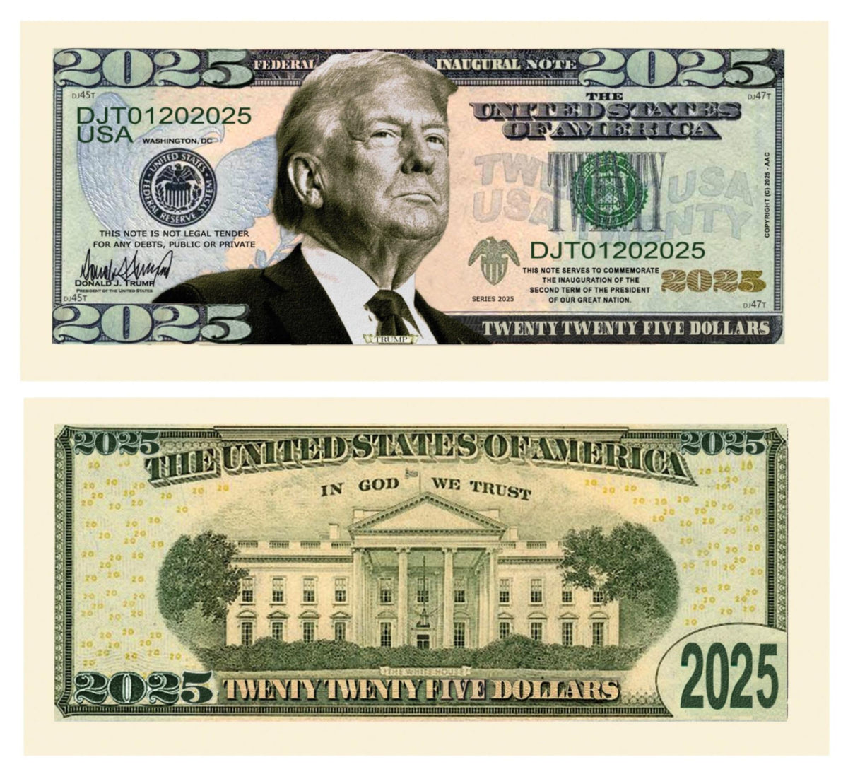 100 - President Donald Trump 2025 Novelty Money Bills Party Fake Play MAGA Note