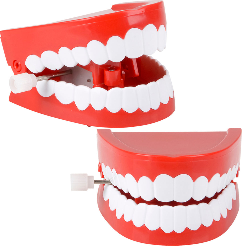 Moving TALKING CHATTERING TEETH Dentures Choppers Wind Up Joke Large Mouth Toy