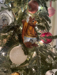 Squirrel in Underpants Ornament - Holiday Hand-Blown Glass Art ® Archie McPhee