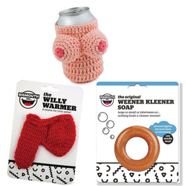 1 Willy Warmer + 1 Knitted Boobie + 1 Weener Cleaner Soap - Gag Prank COMBO SET