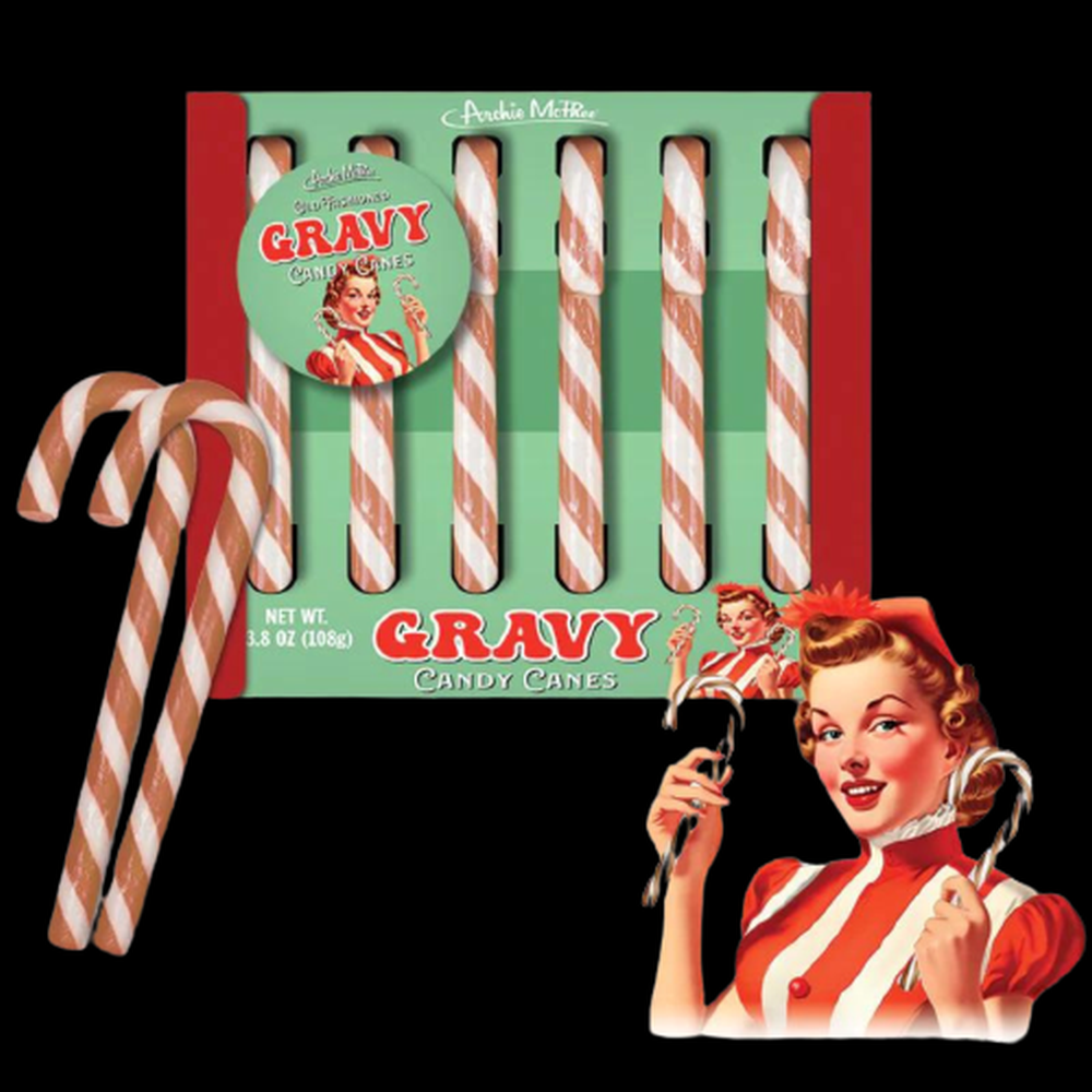 GRAVY Flavored Candy Canes - Bizarre Savory Goodness! Gag Joke - Archie McPhee