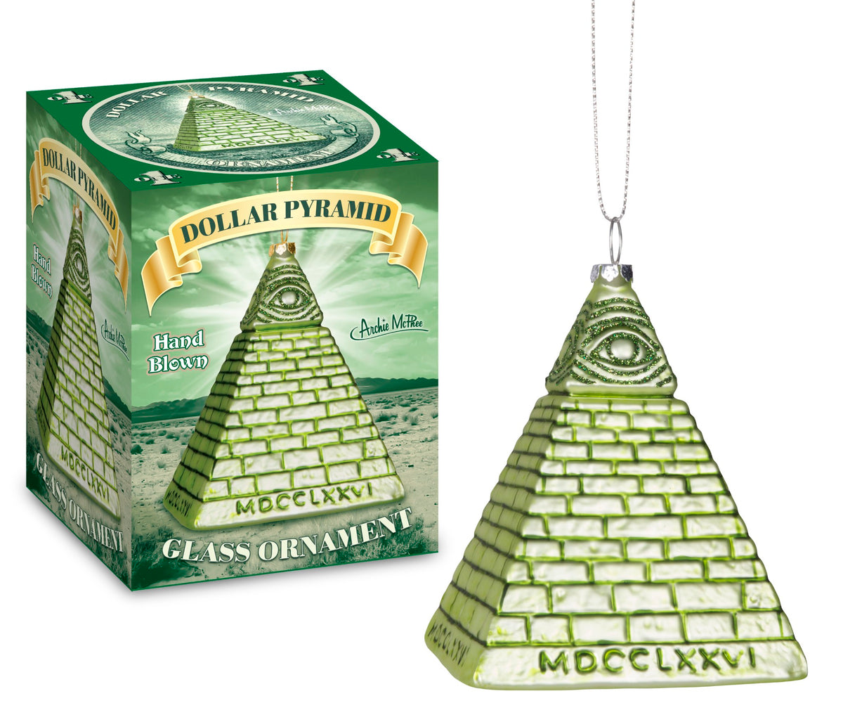 Dollar Pyramid Ornament - Holiday Art Hand-Blown Glass Decor ® Archie McPhee